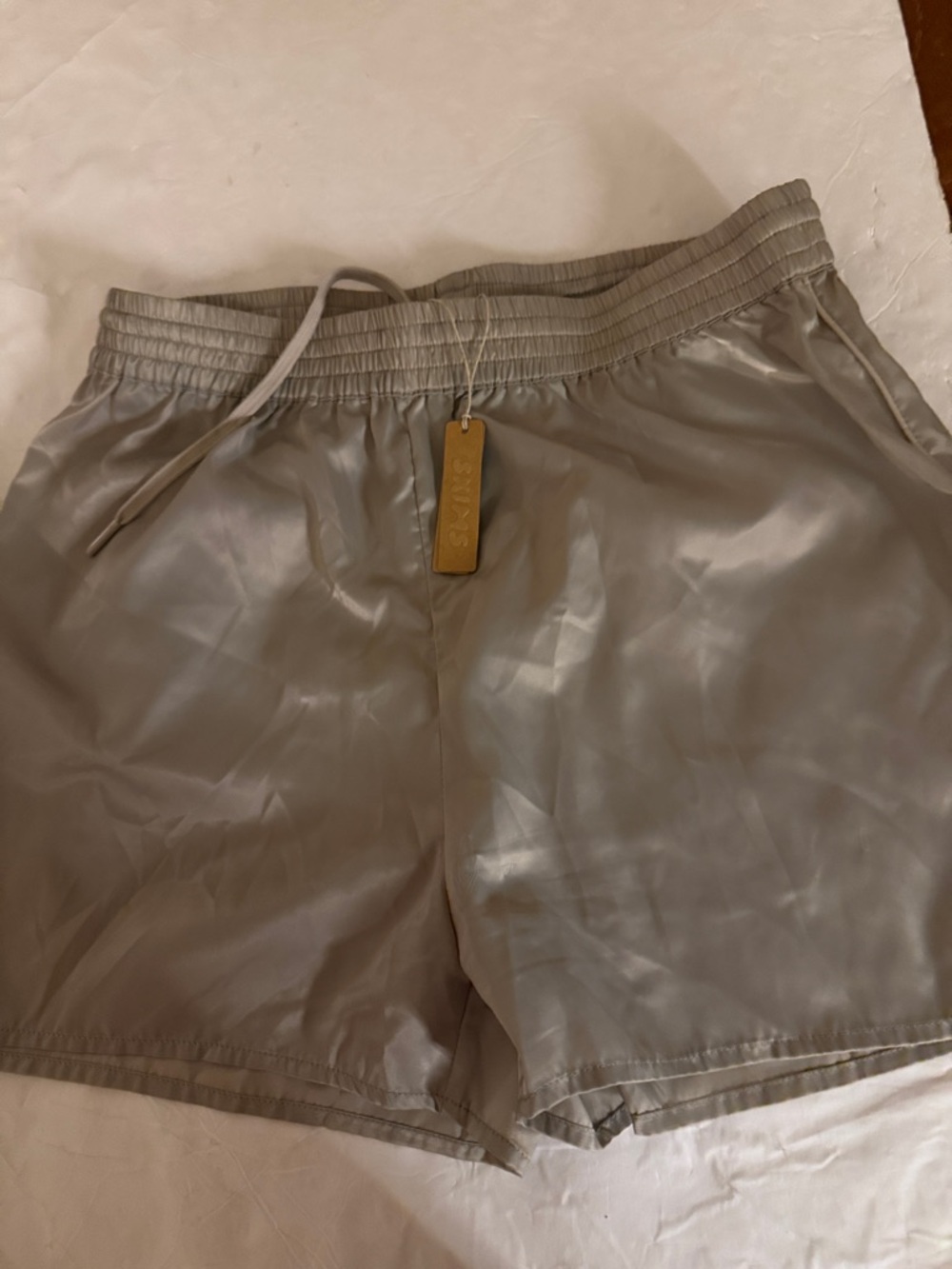 SKIMS Satin-Effect Elastic Waist Shorts -green